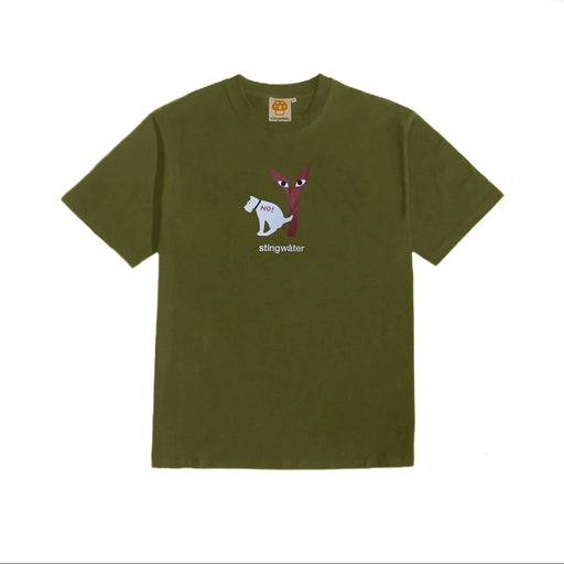Stingwater No! Pooping on Aga T-Shirt - Army Green | Underground Skate Shop