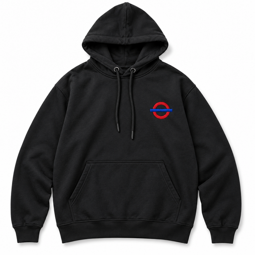 Underground Roundel Hoodie in Black, front-view placeholder mockup