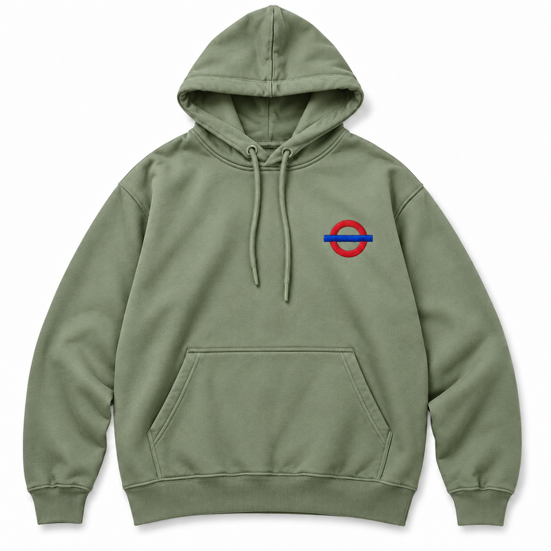 Underground Roundel Hoodie in Green, front-view placeholder mockup
