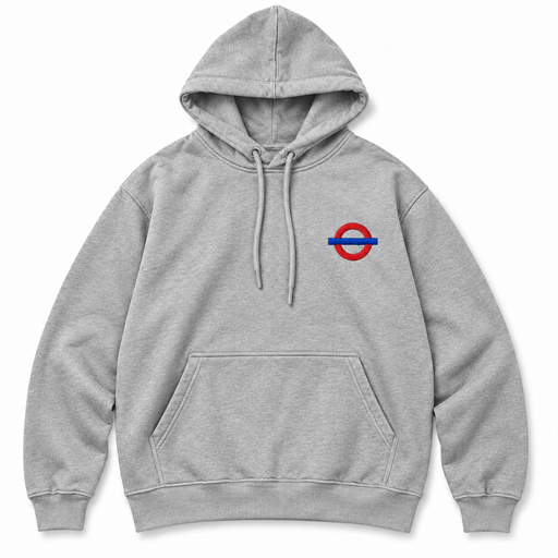 Underground Roundel Hoodie in Grey, front-view placeholder mockup