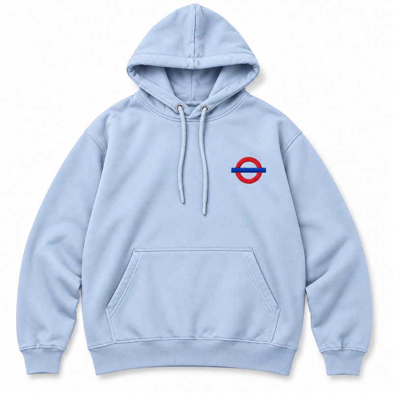 Underground Roundel Hoodie in Light Blue, front-view placeholder mockup
