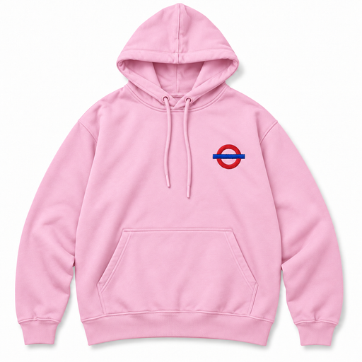 Underground Roundel Hoodie in Pink, front-view placeholder mockup