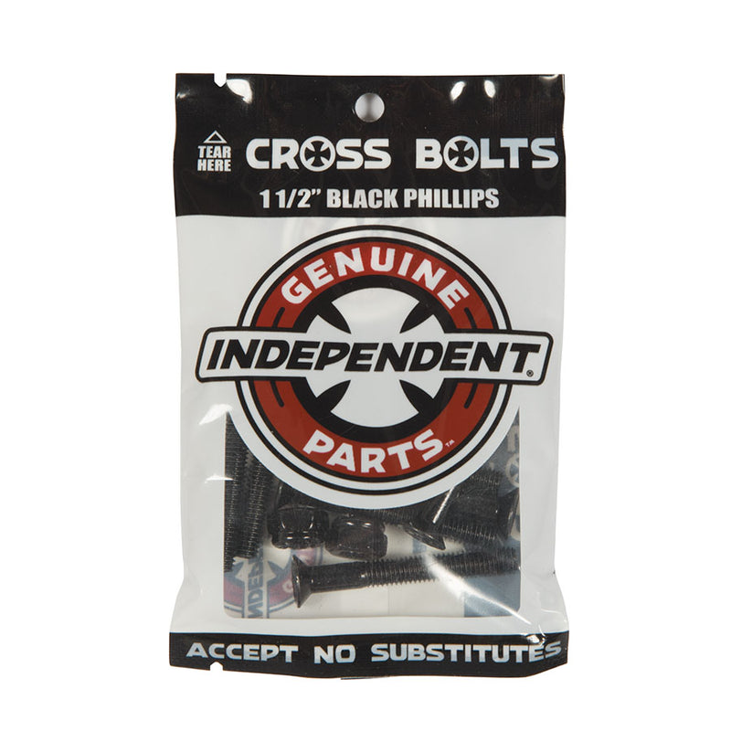 Indy Cross Bolts Hardware - Phillps 1.5" Black | Underground Skate Shop